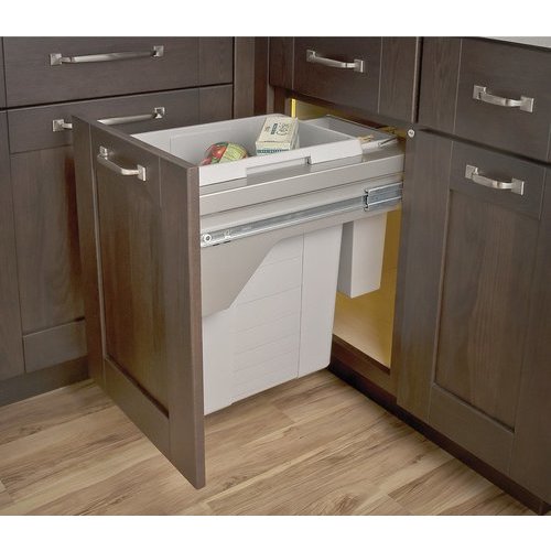 Hafele 44.4 and 7.4 Quart US Cargo 18 Double Waste Bin Pull-Out with