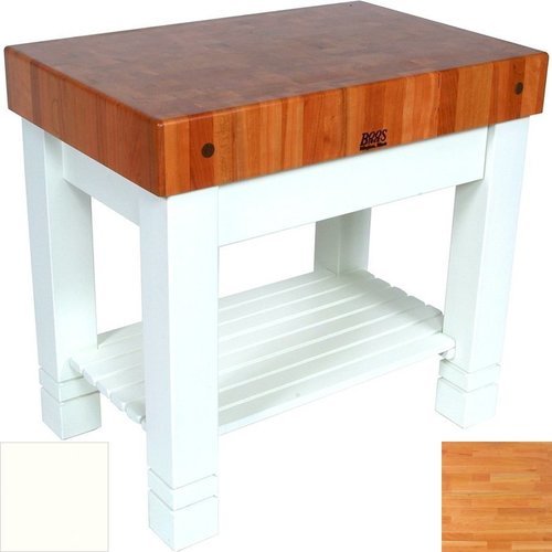 John Boos 36 Inch X 24 Inch X 5 Inch Work Table Homestead Butcher Block With Alabaster Base Color Cherry Top Chy Hmst36245 Al Cabinetparts Com