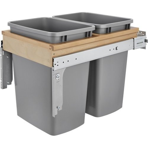 Rev A Shelf 35 Quart Wood Top Mount Double Trash Pull Out For