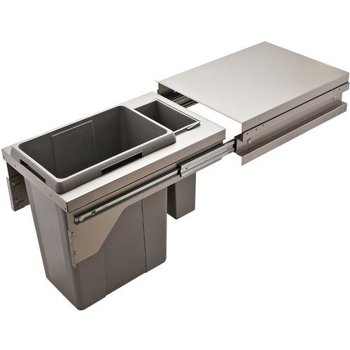 Hafele 502.74.813, 1 x 44.4 Quart, 1 x 9 Quart US Cargo 18 Waste Bin PullOut with Soft Close