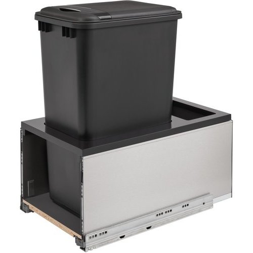 RevAShelf 5LB1550SSBL118, 50 Quart Bottom Mount Double Trash PullOut Waste Container with
